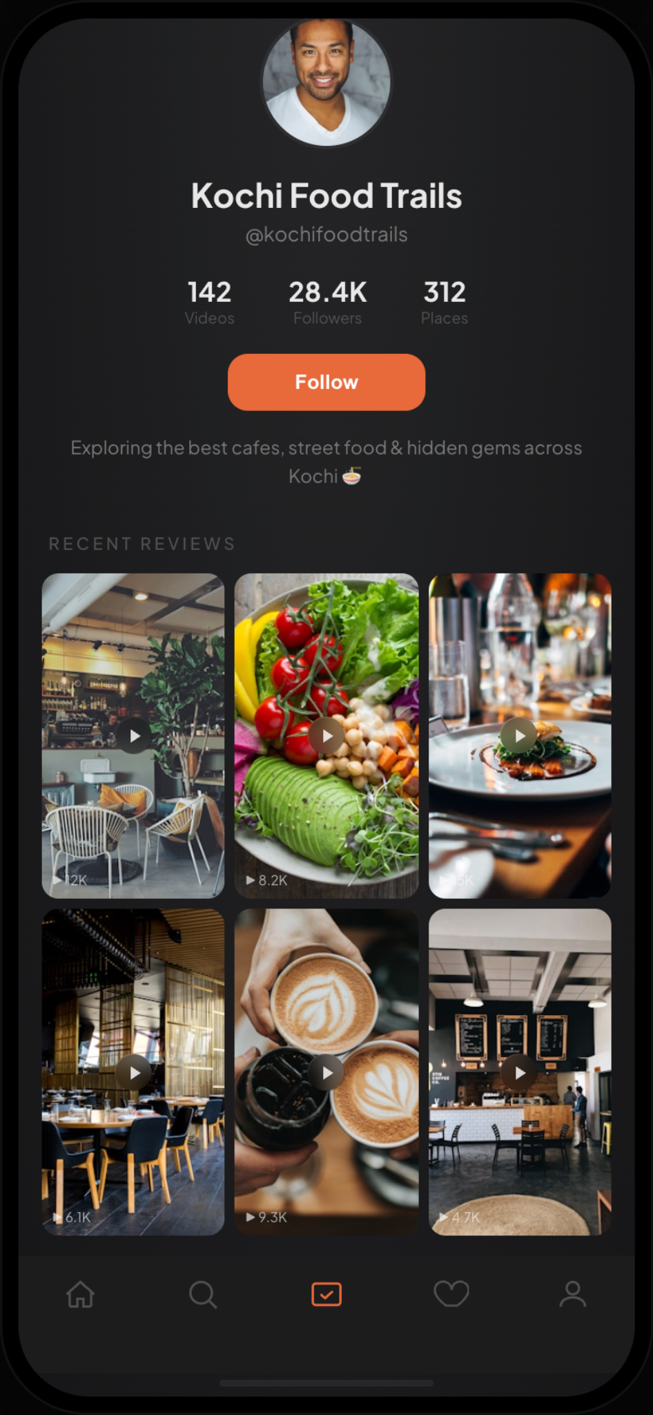 QuickBytes nearby places screen